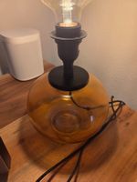 Original und vintage Glas Lampenfuss bernsteinfarben
