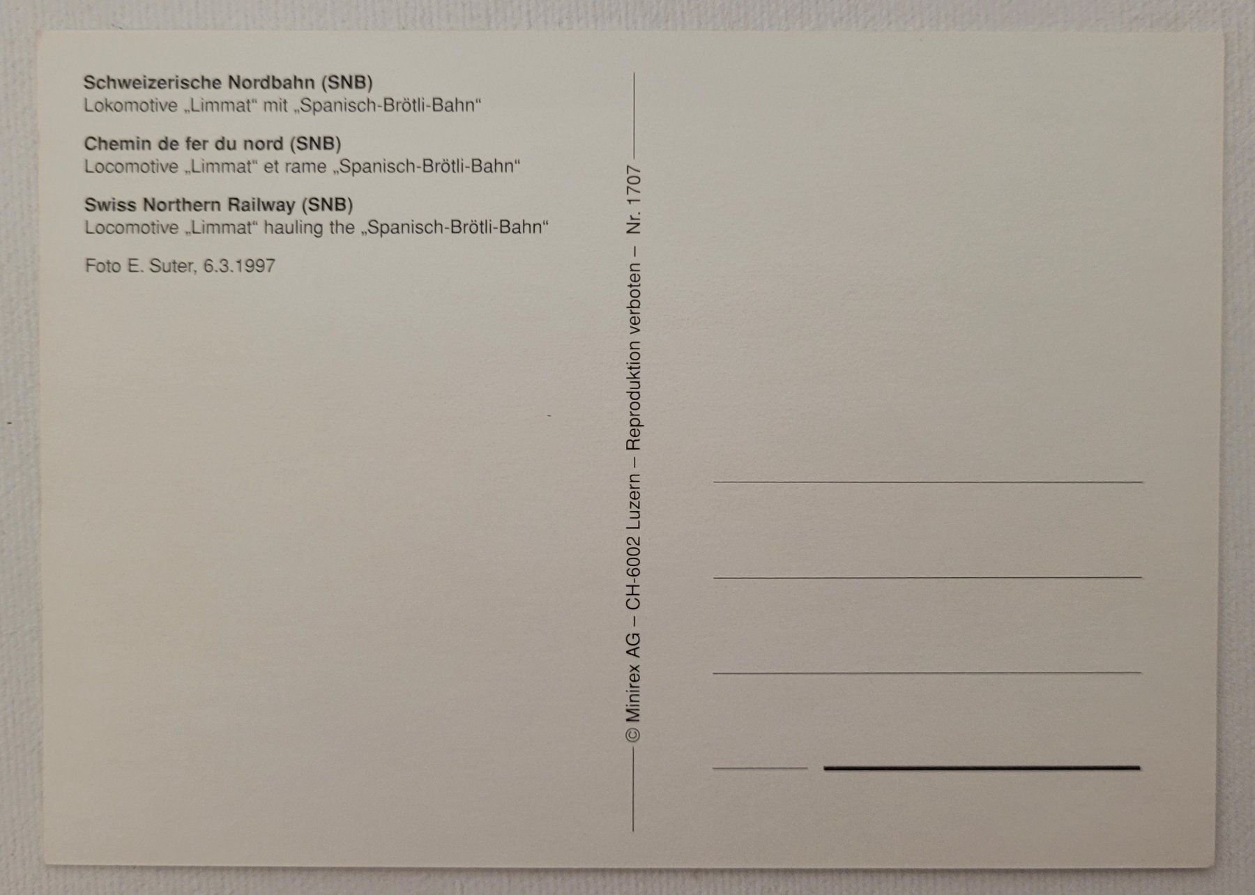 Cartoline postali: SCHWEIZERISCHE NORDBAHN (SNB) – Nuovo (secondo la descrizione) da Neftenbach venduto da Mador6 1