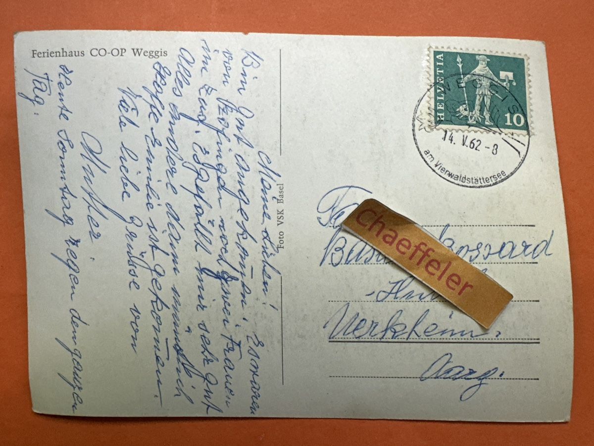 Cartoline postali: 1962 Ferienhaus CO-OP Weggis. – Usato da Zürich venduto da Chaeffeler 1