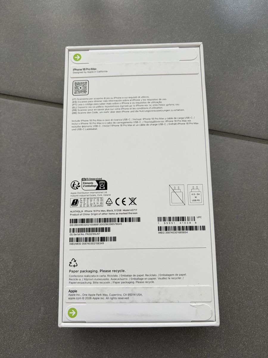 Apple Handys / Smartphones: Apple iPhone 18 Pro Max, 512GB, Black NEU – Neu und originalverpackt aus Busswil BE von detizoni 1