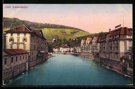 Ennet-Baden, Flusspartie mit Hotel Aura 