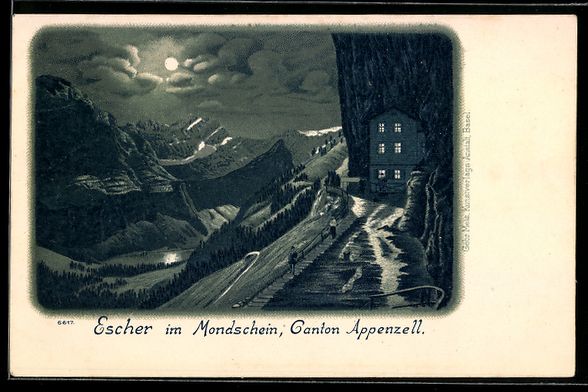 Cartoline postali: Litho Aescher /Appenzell, Ortsansicht im – Usato da Berlin venduto da bartko-reher
