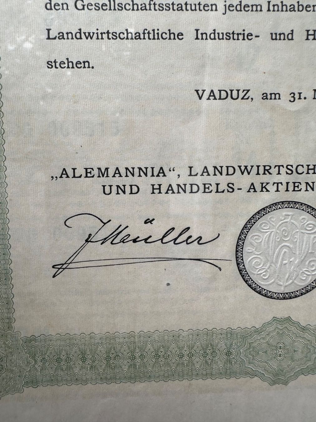 Documenti: Alemannia Aktie – Usato da Villmergen venduto da Bezdupe 2