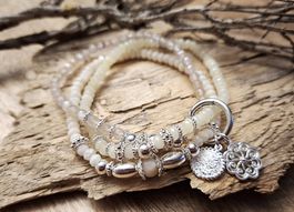 ELENA - Jadearmband - Sterling Silber - écru