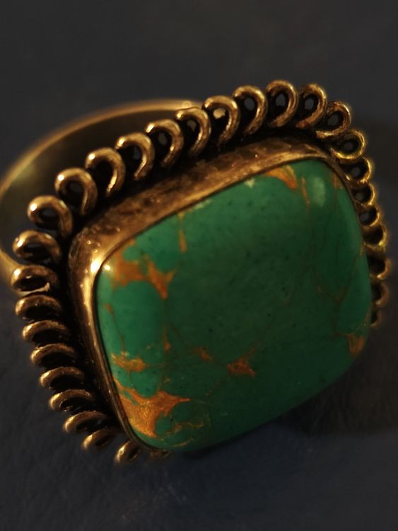 Bracelet Vintage En Métal Argenté, Cuir Noir Et Perle Turquoise - Modèle 3135 - Parfait état