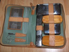 Stilvolles Leder Necessaire Vintage Kulturbeutel Kosmetik!!!
