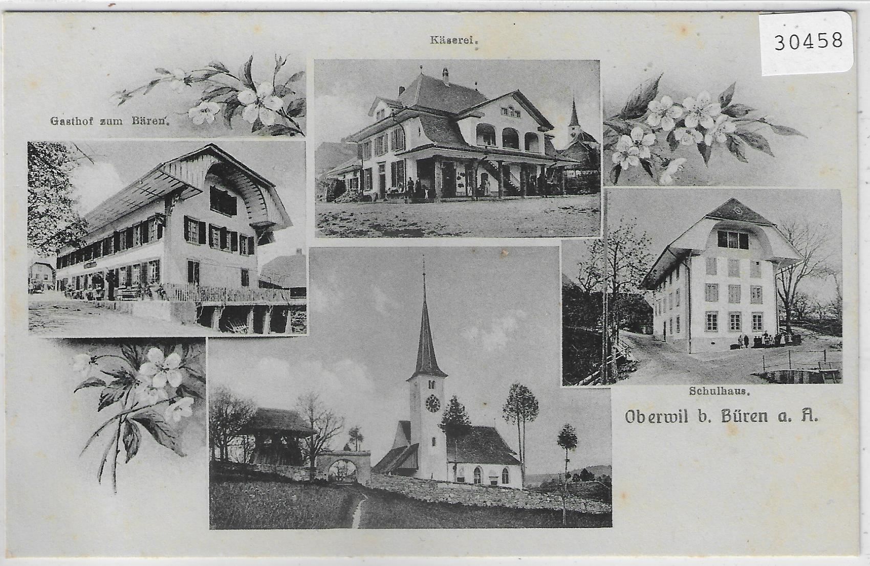 Cartoline postali: Oberwil b. Büren a.A. - Käserei, Kirche, – Usato da Ettingen venduto da Kartenplanet