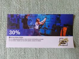 Bon de réduction 30% sur 2 entrées Fort de Chillon
