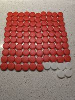102 bouchons PET (96 rouges, 6 blancs)