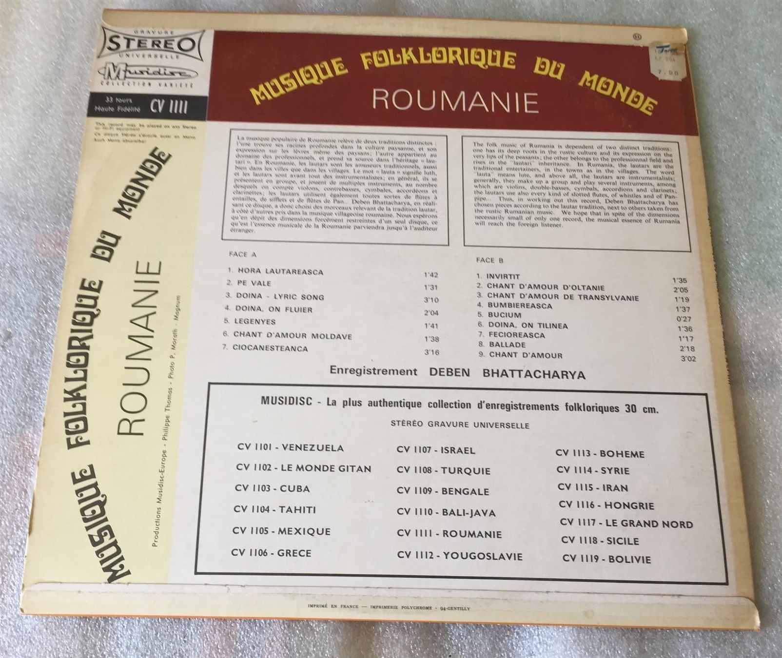 Dischi in vinile: Deben Bhattacharya Roumanie Romania  LP – Usato da Genève venduto da Cockattoo 1