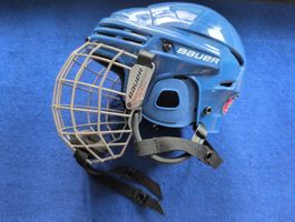 Eishockey Helm Bauer BHH2100JR blau mit Gitter guter Zustand
