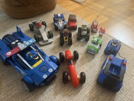 Toy cars and trucks