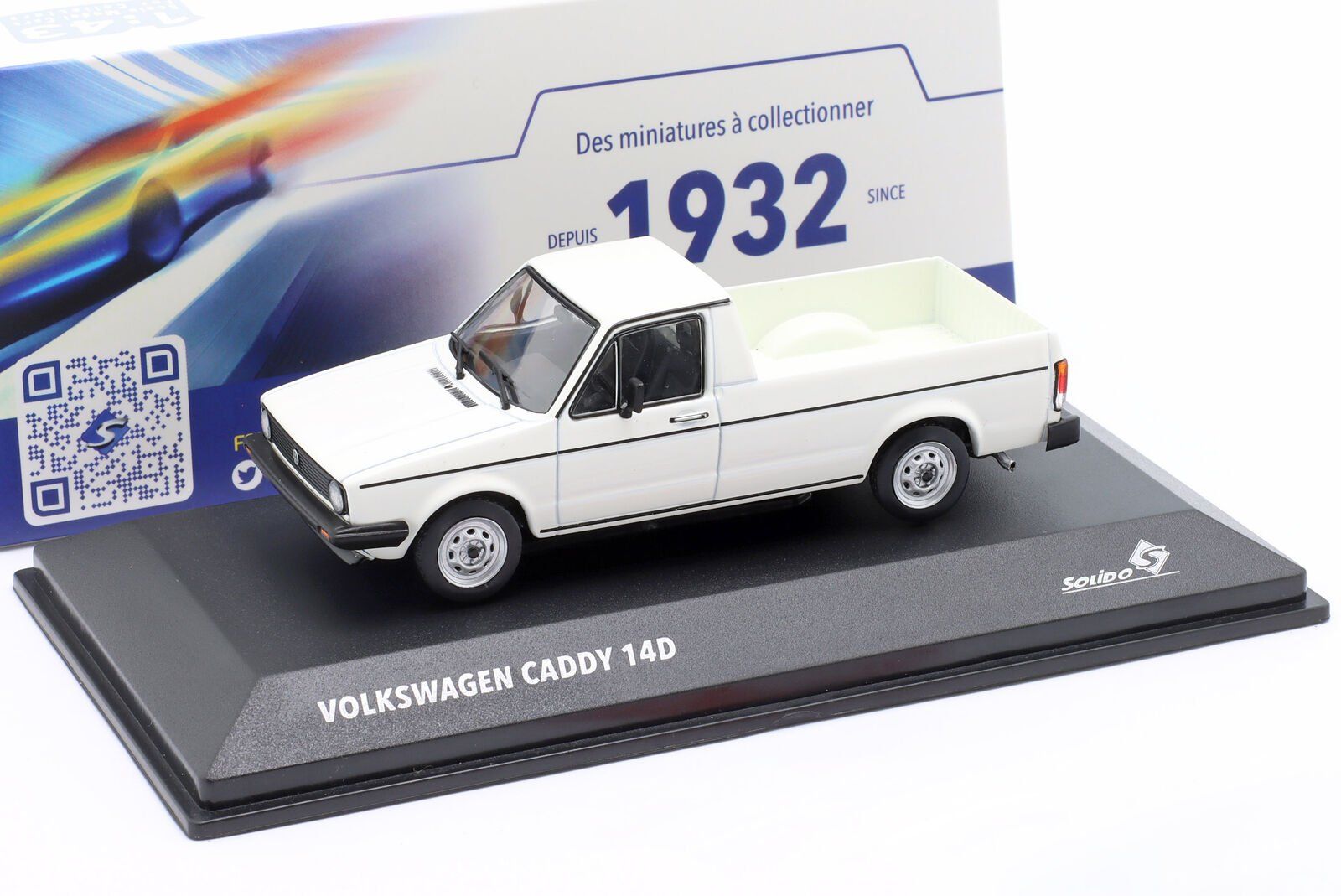 Volkswagen Modellini d'auto: VW Caddy I 14D Pick Up 1978-1992/2007 weiss / schwarz   1:43 – Nuovo e nell'imballaggio originale da Gerlafingen venduto da espero88