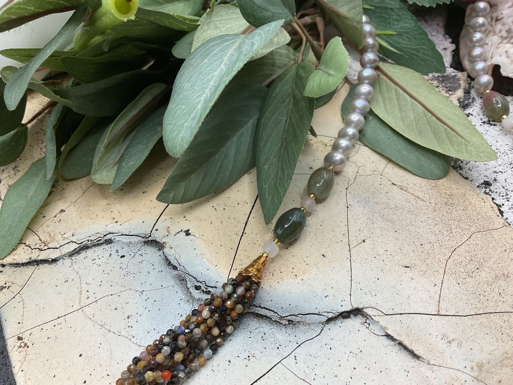 Catenine: Super Collier mit Achat und Süsswasserperlen – Nuovo (secondo la descrizione) da Luzern venduto da S.Kern01 5