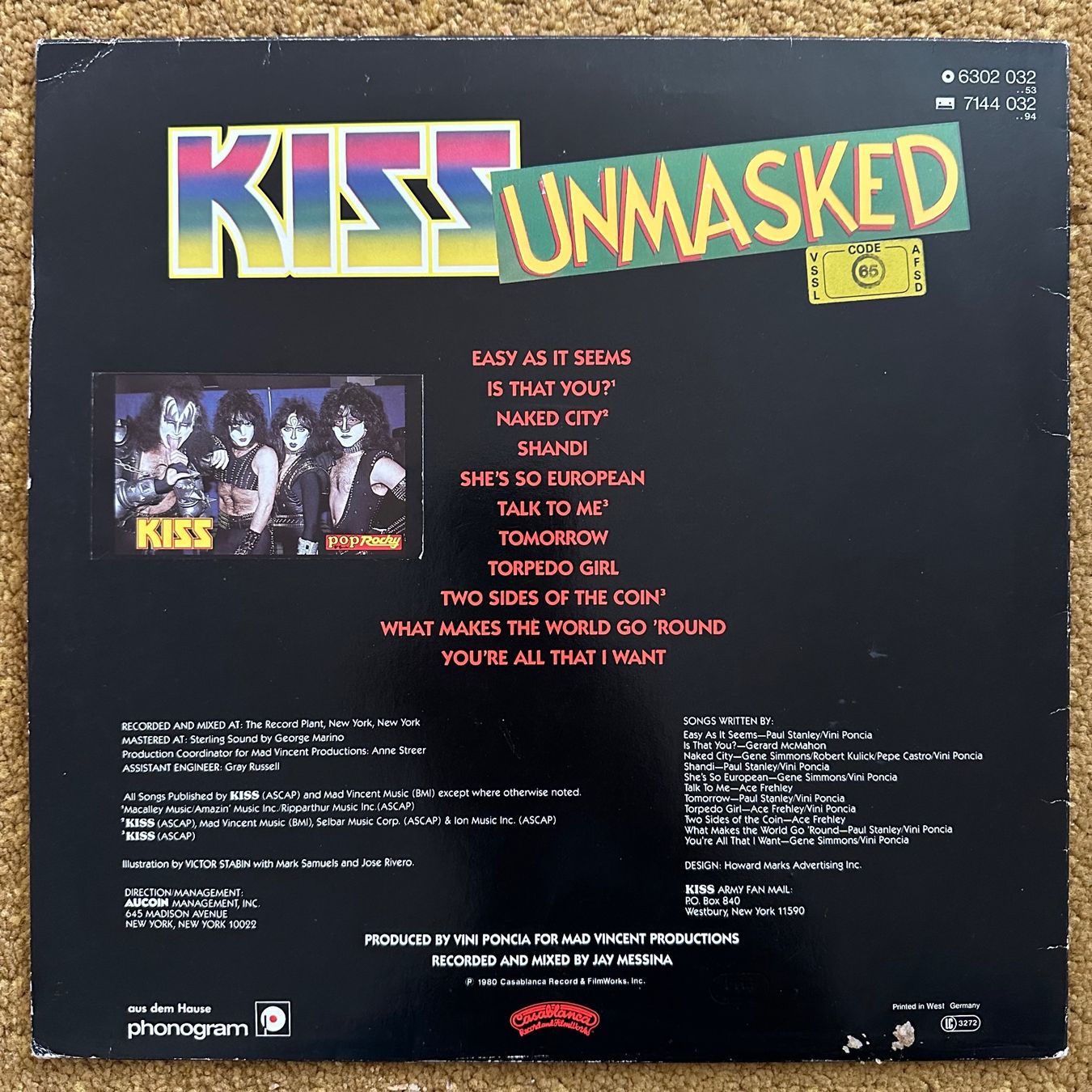 Dischi in vinile: LP - Kiss - Unmasked – Usato da Breganzona venduto da Onairda75 1