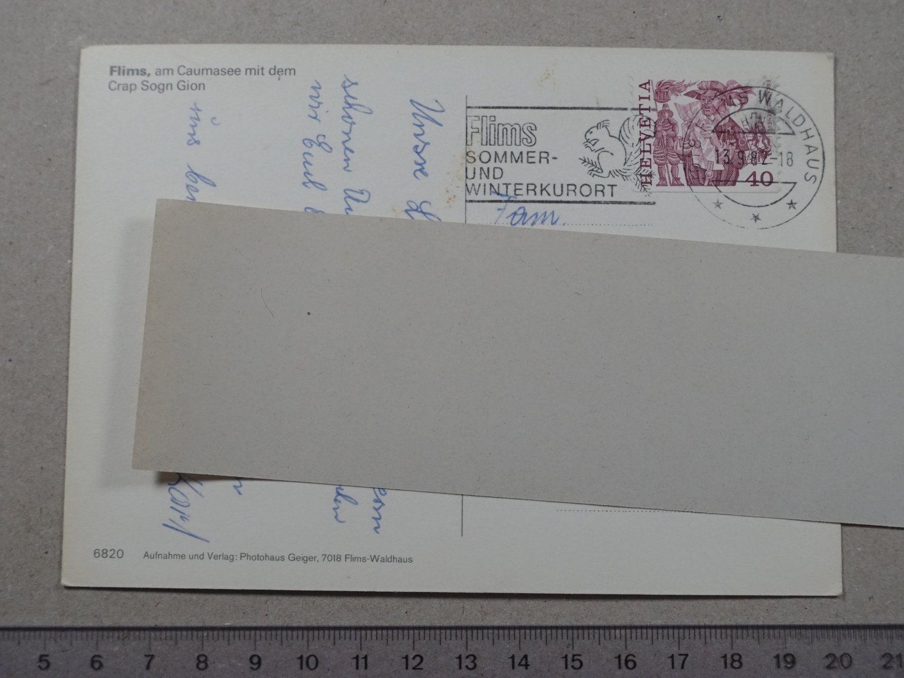 Cartoline postali: Flims, Caumasee, 1982 – Usato da Lenzburg venduto da fh1 1