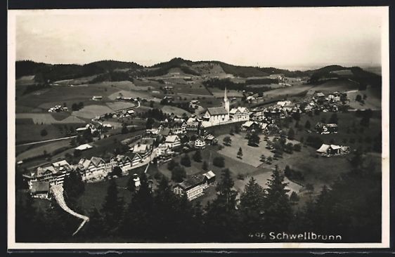 Cartoline postali: Schwellbrunn, Strassenpartie mit Kirche – Usato da Berlin venduto da bartko-reher