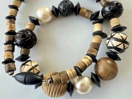 Exklusive Designer Statement Kette aus Naturmaterialien 60cm