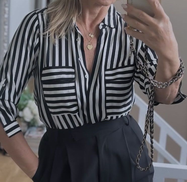 Zara Camicette: Bluse gestreift schwarz weiss Grösse M getragen – Usato da Zürich venduto da zor_9n5z