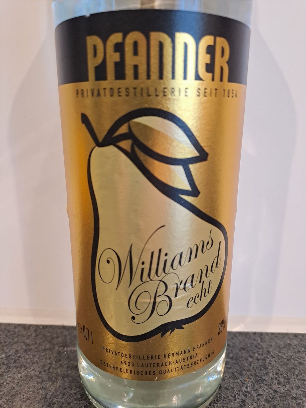 Bevande alcoliche: Alte Flasche Williams Brand von Pfanner – Nuovo e nell'imballaggio originale da Elsau venduto da Kellerraeumung 1