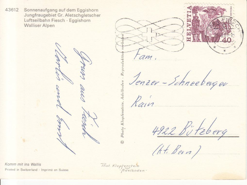 Cartoline postali: Eggishorn 1981 – Usato da Bürglen TG venduto da StampGraf 1