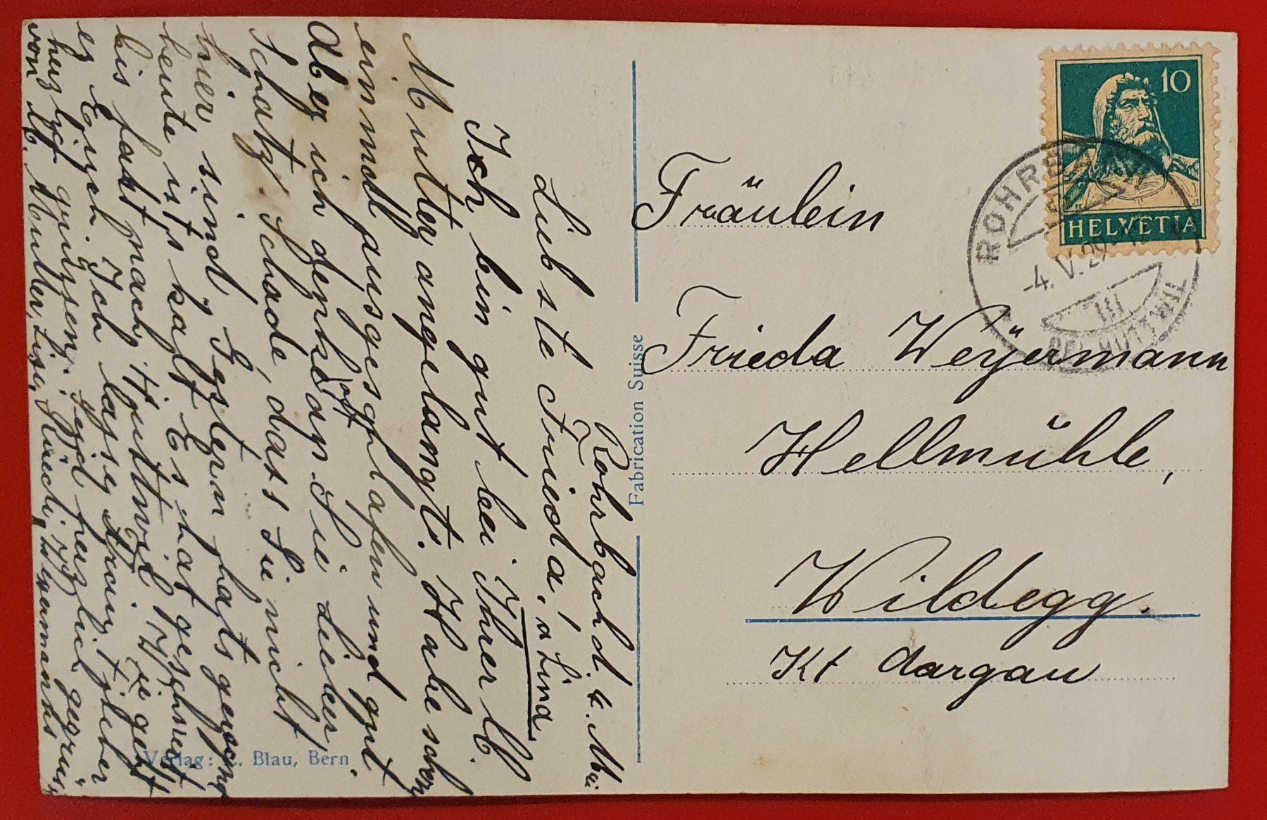 Cartoline postali: Rohrbach 1929 -Kirche mit Pfarrhaus – Usato da Kreuzlingen venduto da Rschweiz1 1