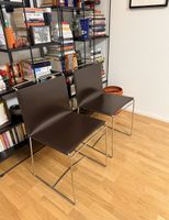 2x Ligne Roset Pascal Mourgue FIL Lederstühle–Leder & Chrom