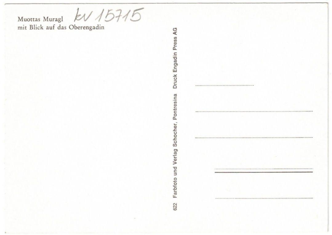 Cartoline postali: St. Moritz - Standseilbahn Muottas Muragl Bergstation – Usato da Binningen venduto da Mountainrider 1