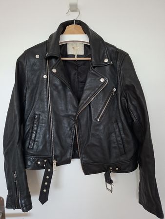 Jacke Leder leather Maje 40 IT black schwarz. 