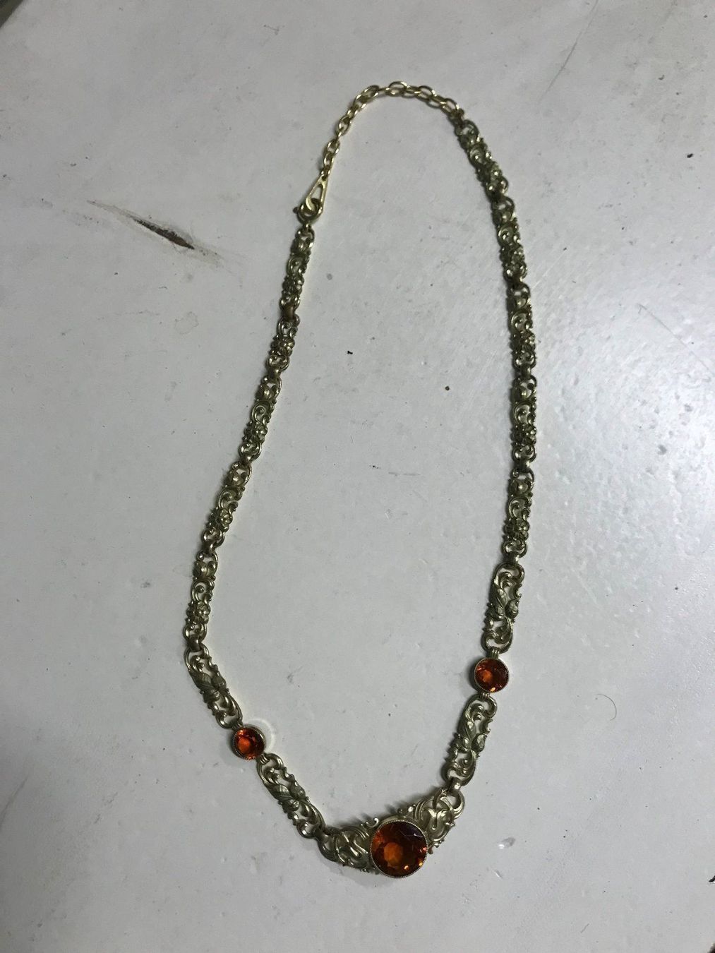 Catenine: Art Deco Collier Gold Doublé Citrine – Usato da Gränichen venduto da boernies01