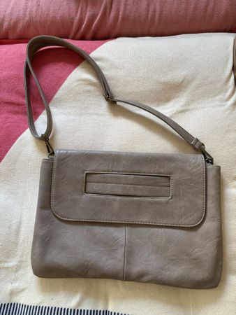 Stylische Ledertasche, taupe, Vintage Look