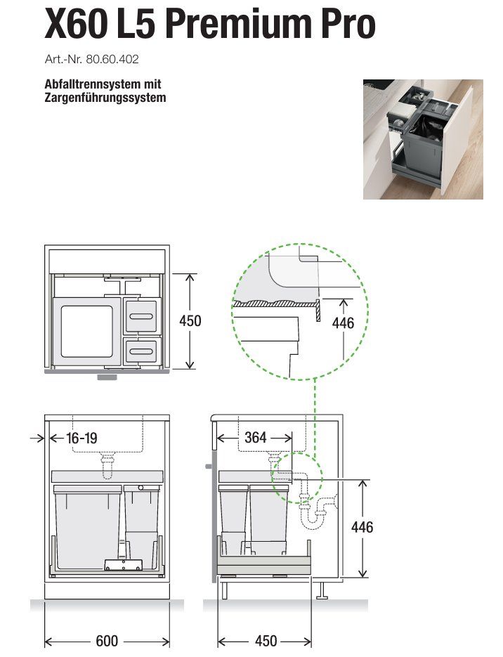 Müllex Cestini per rifiuti: 064 Müllex Abfallsystem X60 L5 Premium Pro – Nuovo e nell'imballaggio originale da Derendingen venduto da Meisterstuecke 3