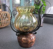 Vintage Windlicht-Lampe Kupfer/Metall/Glas, 70er Jahre