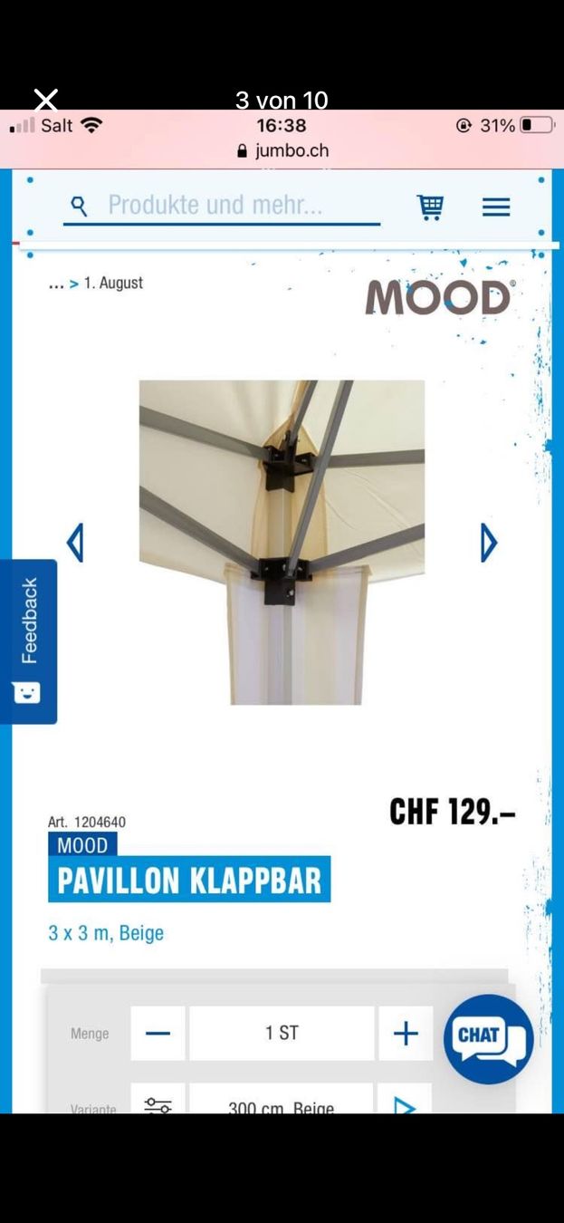 Tende & Padiglioni: Pavillon NEU zu verkaufen – Nuovo (secondo la descrizione) da Effretikon venduto da Pinky3117 3