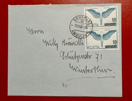 FLUGPOST 22 IKARUS SAUBER BAHNPOST AMBULANT WINTERTHUR 1938