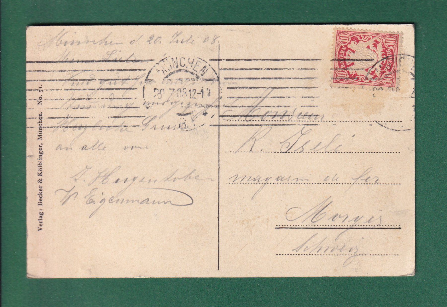 Ansichtskarten: MÜNCHEN - Marienplatz - 1908 – Gebraucht aus Pully von nicecards-shop 1
