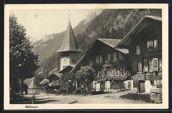 Cartoline postali: AK Meiringen, Blick auf die Kirche – Usato da Berlin venduto da bartko-reher