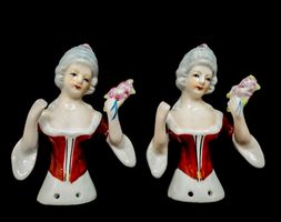 2x Victorian Teepuppe demi-poupée Half-doll teapot warmer