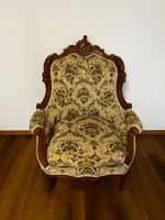 Vintage Barock-Sessel – 70er Jahre – Massivholz & Brokat