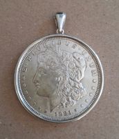 ONE DOLLAR 1921 - eingefasster Anhänger Silber (925)