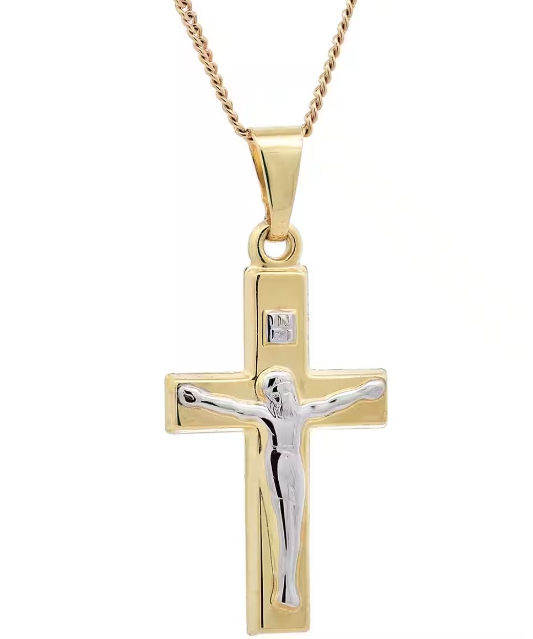 Anhänger: Anhänger Kreuz Korpus aus 333 - 8 Karat Gelbgold rhodiniert  – Neu und originalverpackt aus Hemmental von Goldwelt2 1