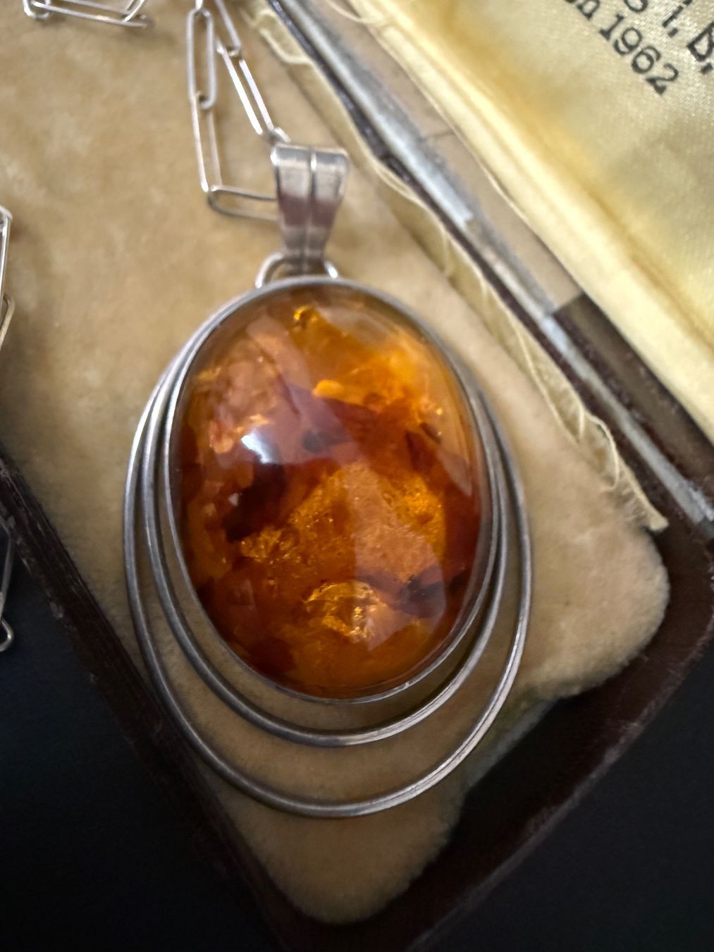 Catenine: Vintage Silber Kette mit Bernstein Anhänger 835 – Usato da Spiegel b. Bern venduto da Rogger72 2