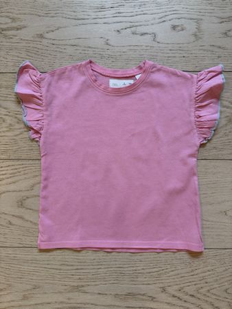Zara Girls Pink Frill Sleeve T-Shirt, Size 4 Years