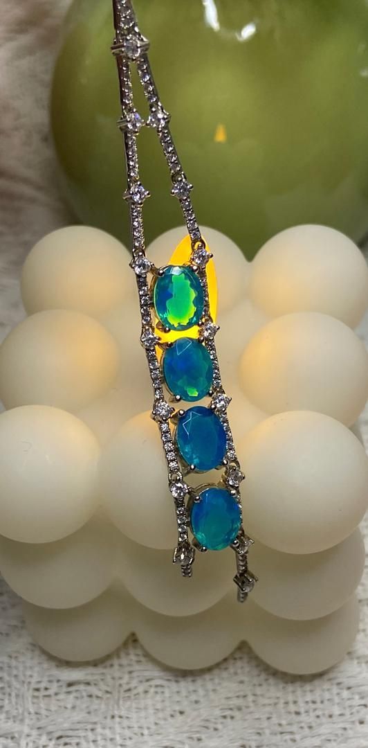 Catenine: Blue Opal Halskette, Asymetrisch Silber 925 – Usato da St. Gallen venduto da GIULESGG 8