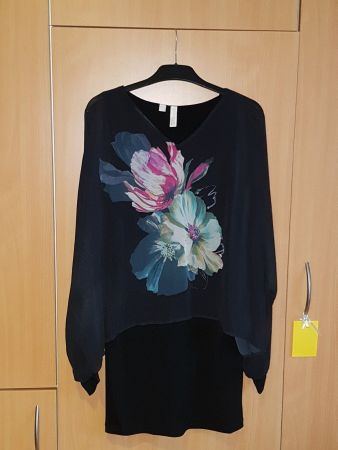 Kleid Schwarz mit Blumenblüte  NEU Gr.38