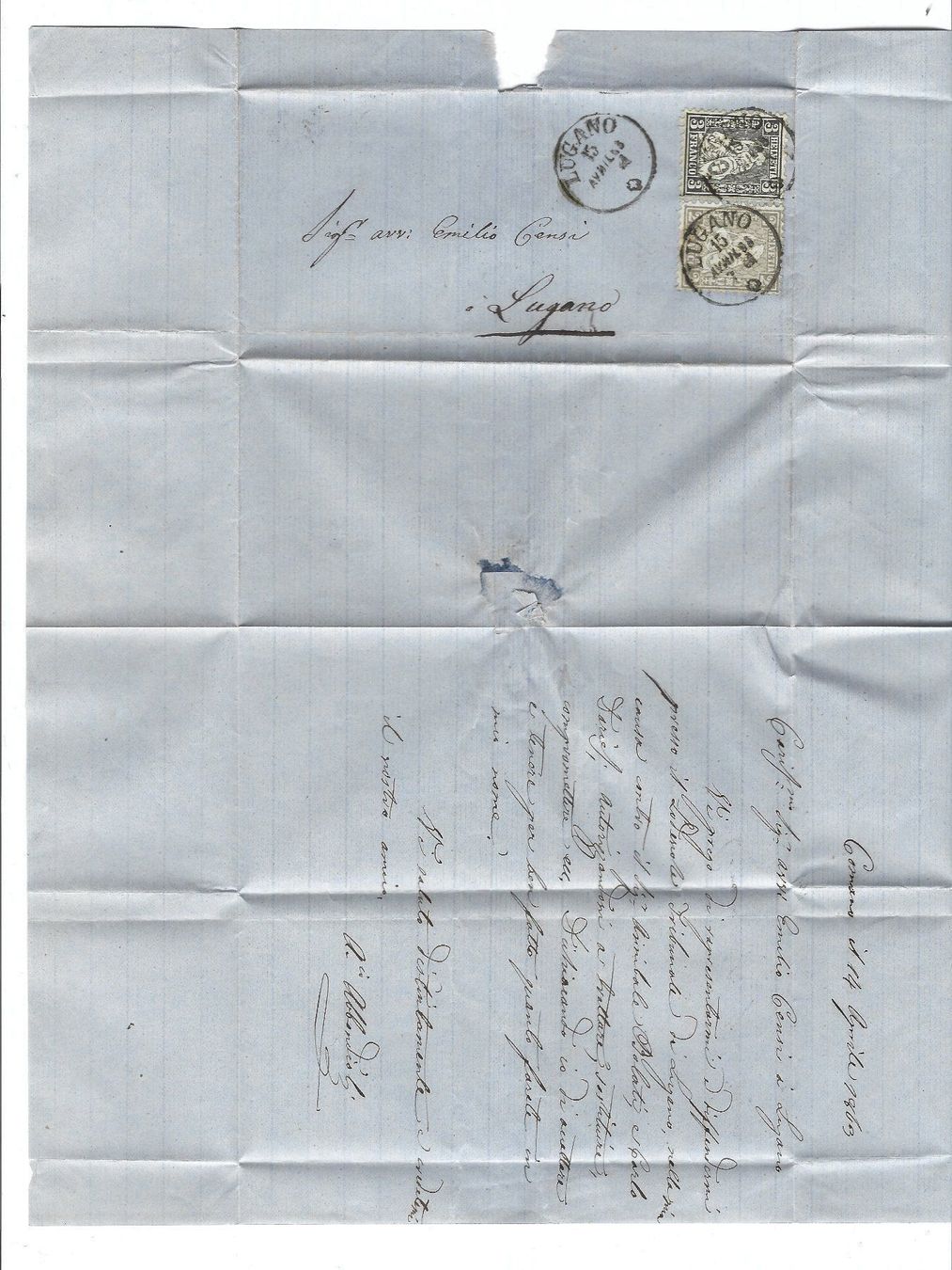 Tous les timbres: 28+29 AUF BRIEF - LUGANO STEMPEL – D'occasion à Ponto Valentino par giorgia06 2