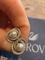 Swarovski Earrings Pearl Crystal Silver Plated Used