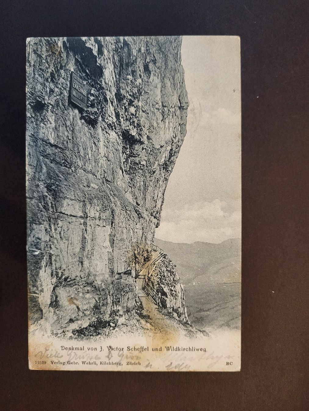 Cartoline postali: 1905, Postkarte nach Bern mit Scheffel Denkmal – Usato da stäfa venduto da brandy66