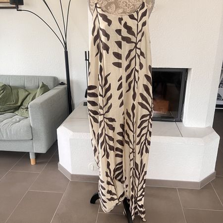 Jumpsuite mit Blattmuster creme/braun Gr. XL
