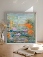 Seerosen, Originalgemälde auf Leinwand 40 cm, Unikat!!!
